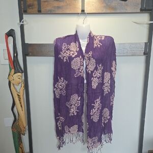 Purple Floral Scarf with Fringe (🛍 6/$36)